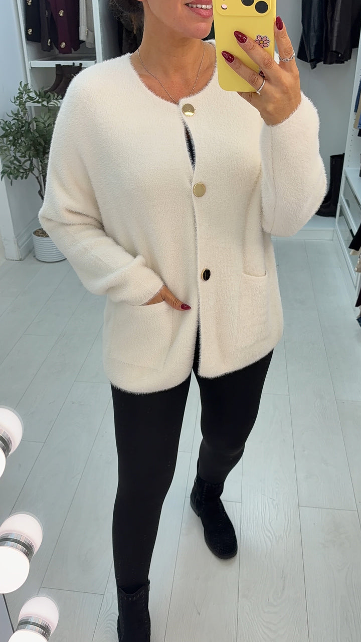 Women's Oversized Soft Jumper-Dress Cardigan in Cream