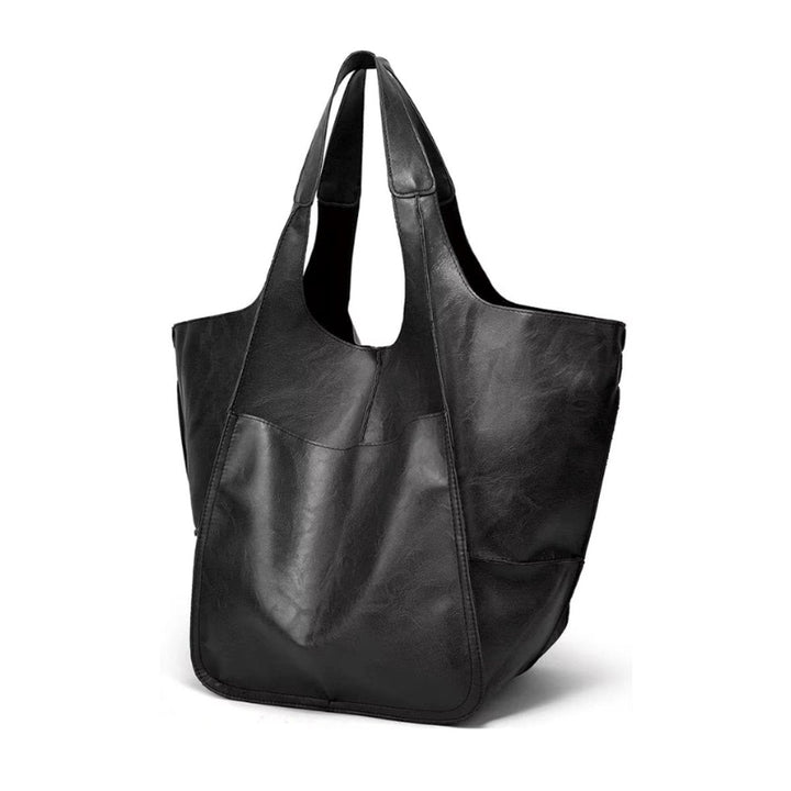 Women's Oversized Vegan Leather Magnetic-Closure w kolorze Obsidian