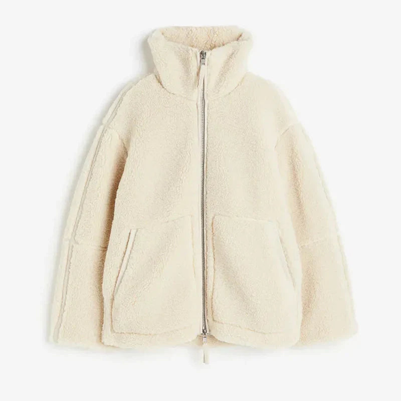 Women's Oversized Wool Coat for Autumn in Beige 2