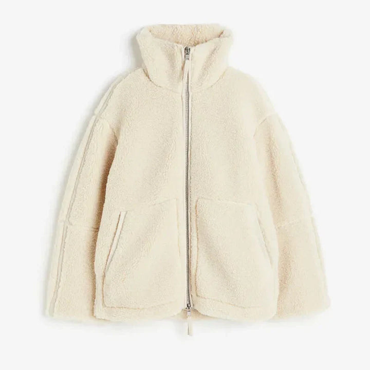 Women's Oversized Wool Coat for Autumn in Beige 2