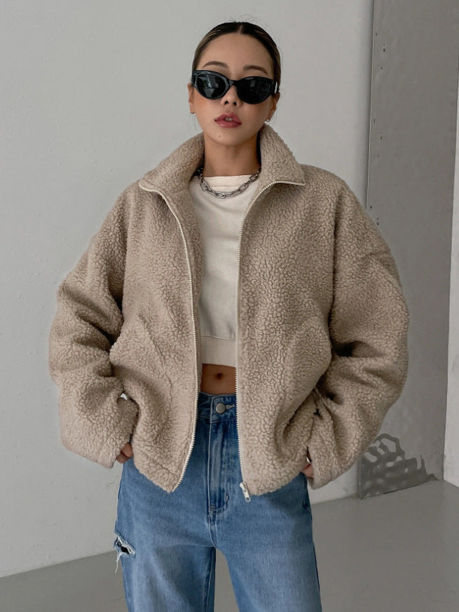 Women's Oversized Wool Coat for Autumn in Brown