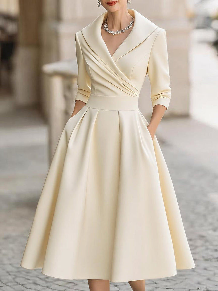 Women's Party Dress with Timeless Sophisticated Charm in Beige
