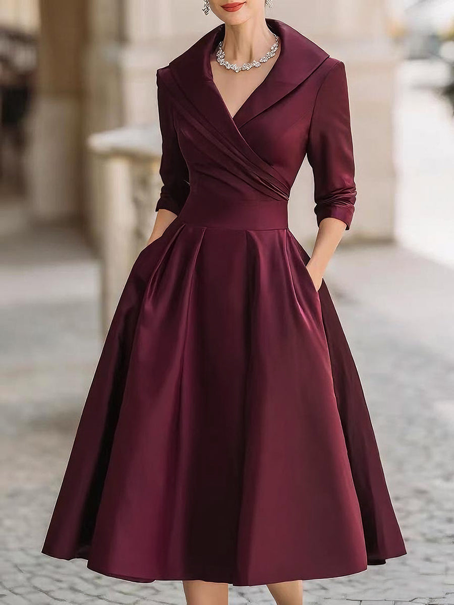 Women's Party Dress with Timeless Sophisticated Charm in Wine
