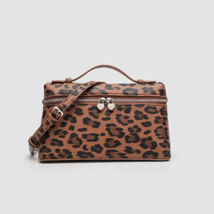 Women's Premium Vegan Leather Tote Bag in Brown Leopard