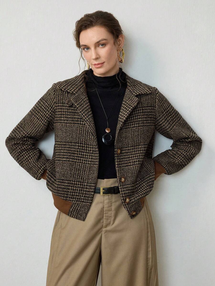 Women's Puffer Coat Cropped Tweed (6)