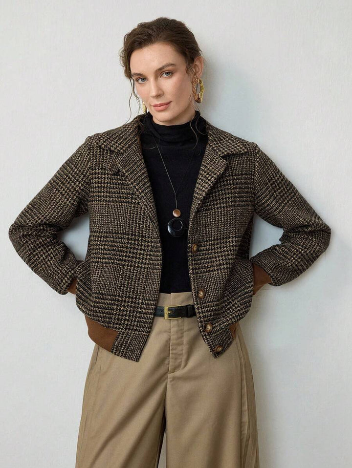 Women's Puffer Coat Cropped Tweed (6)