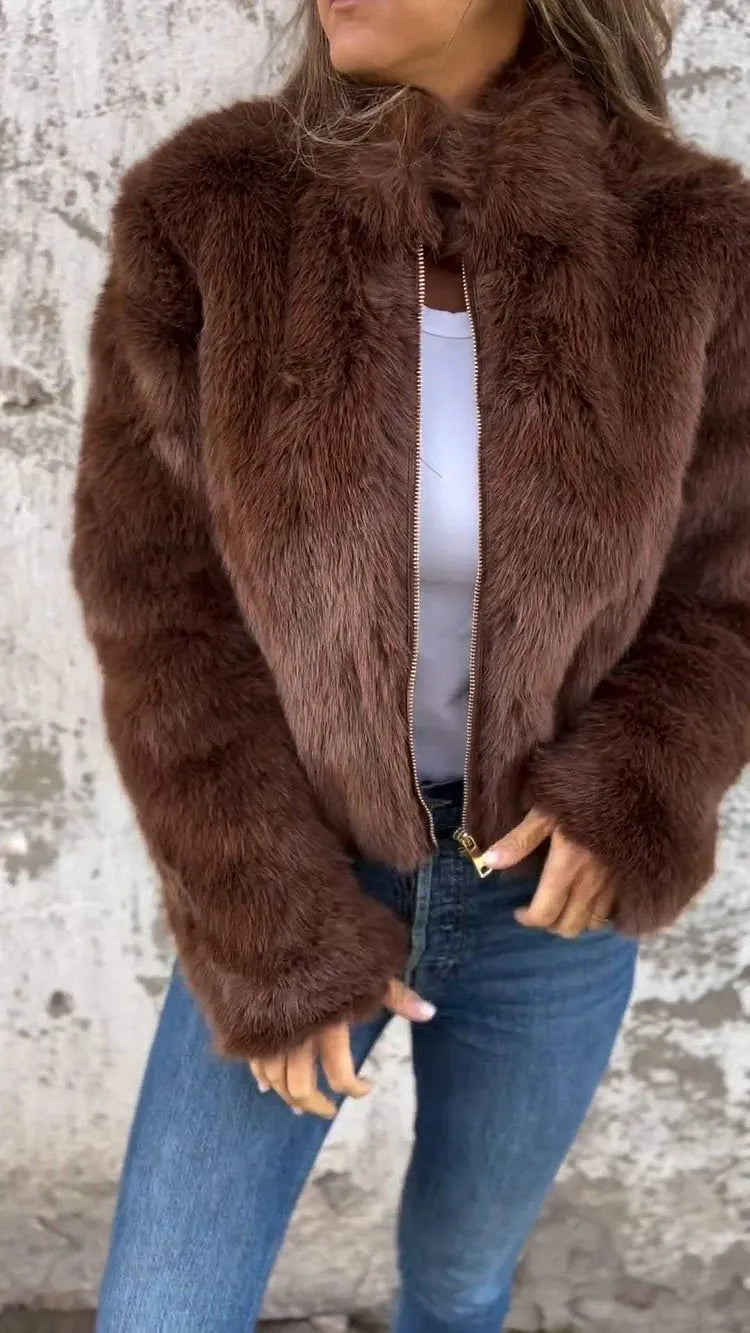 Women's Puffer Coat for Casual Winter in Brown