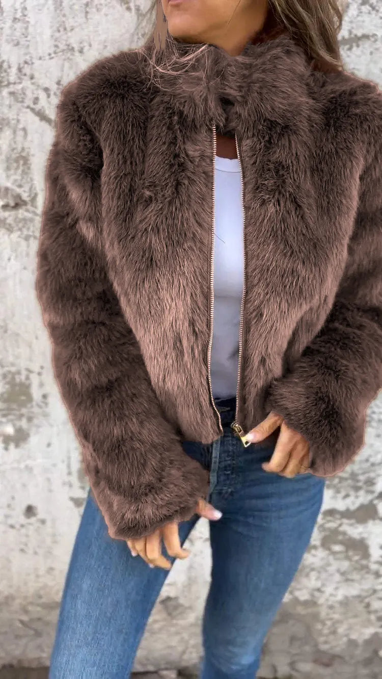 Women's Puffer Coat for Casual Winter in Coffee