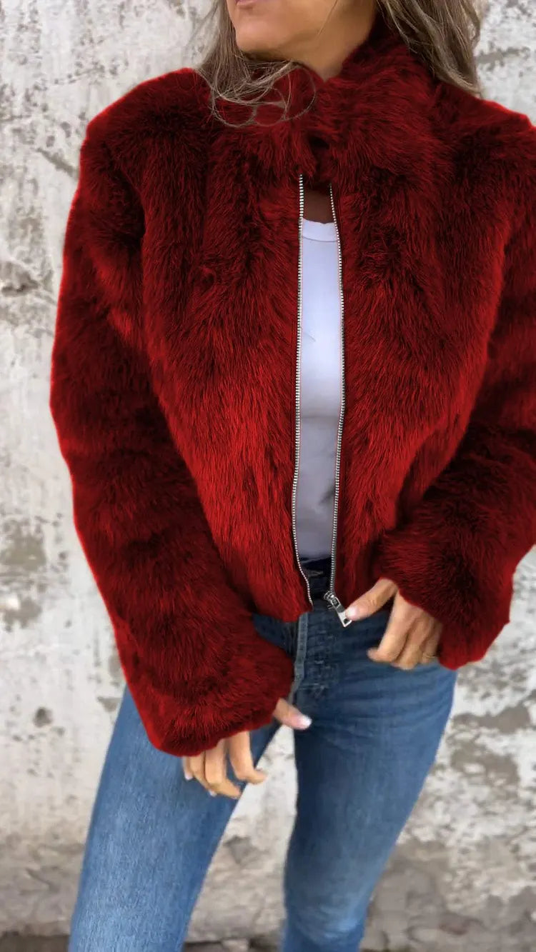 Women's Puffer Coat for Casual Winter in Red