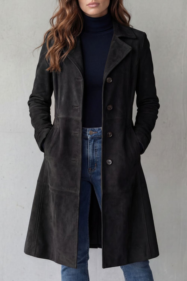 Women's Puffer Coat Tailored Longline for Winter in Black