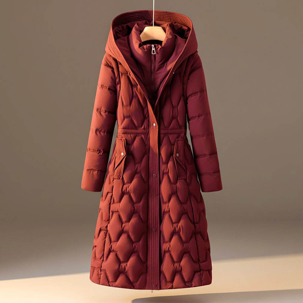 Women's Puffer Jacket with Hood for Winter in Pink