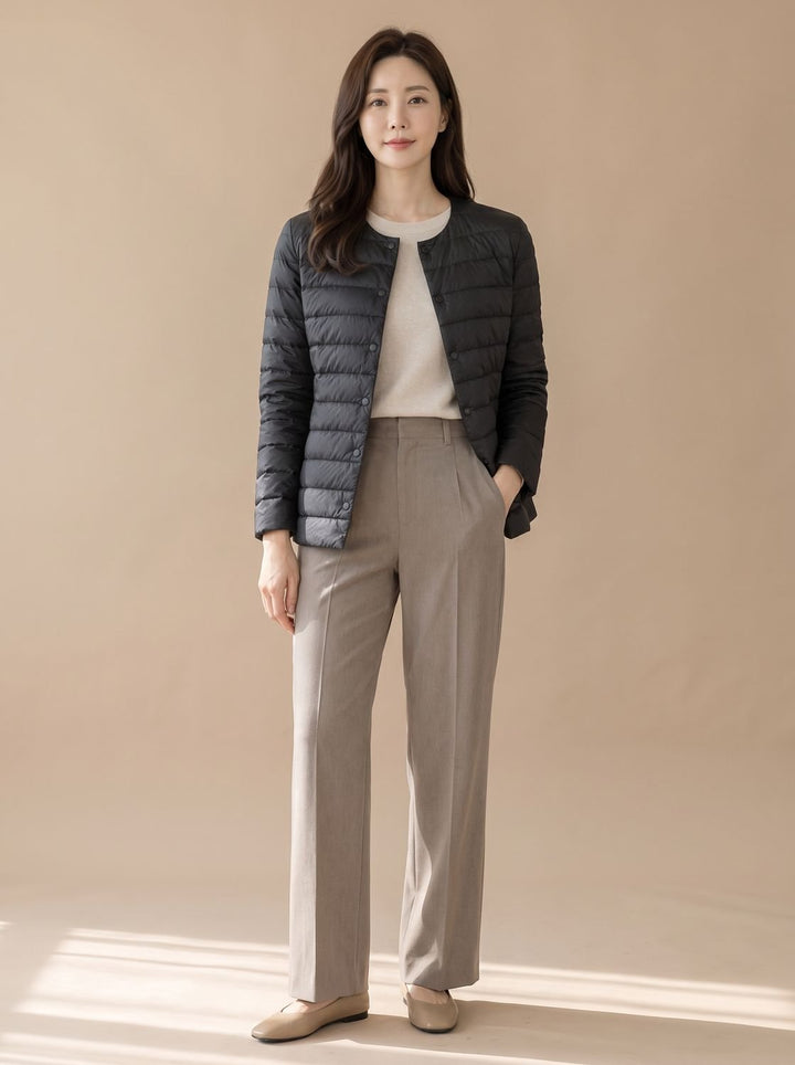 Women's Quilted Puffer Jacket for Everyday Wear in Black