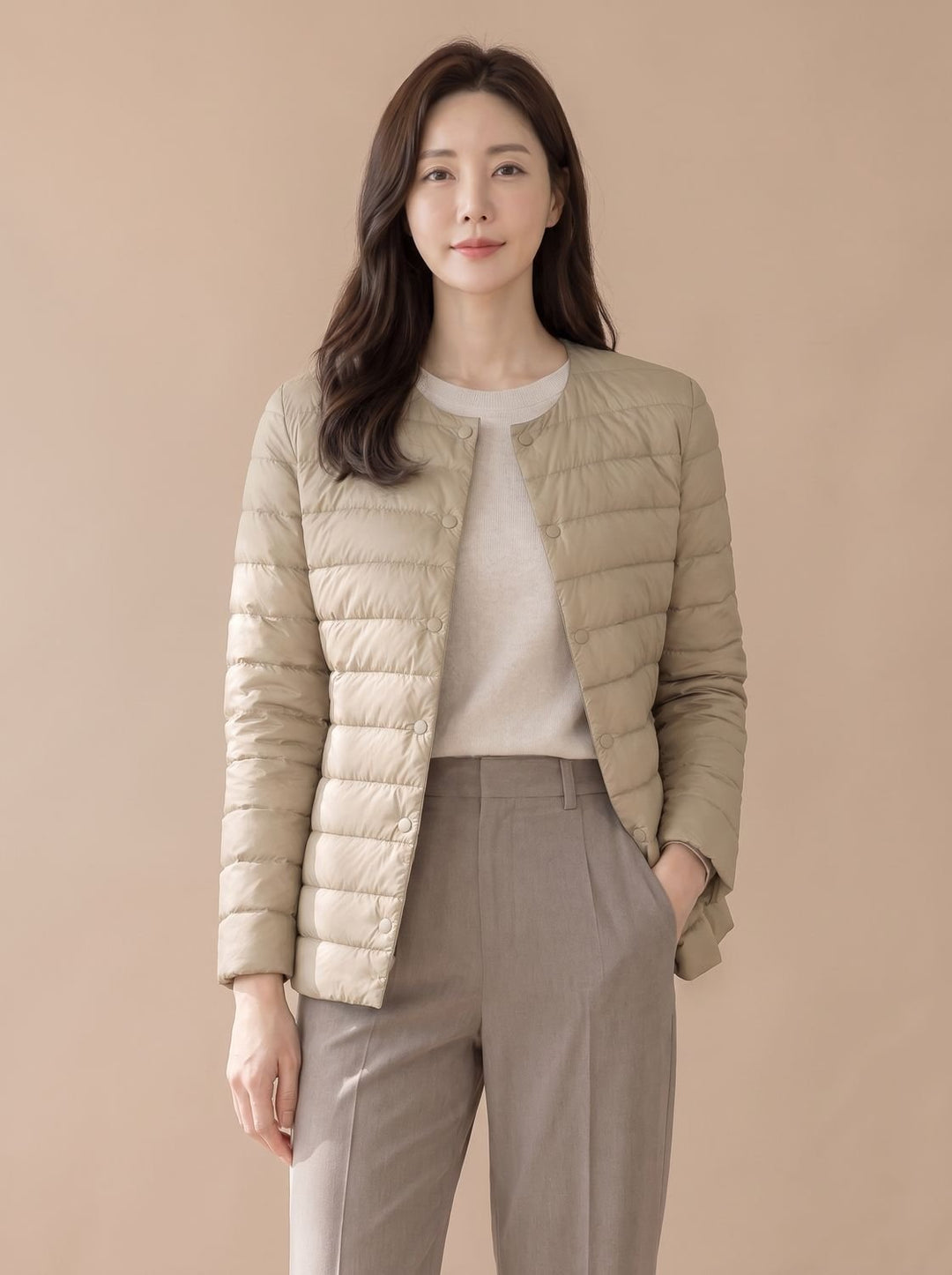 Women's Quilted Puffer Jacket for Everyday Wear in Brown