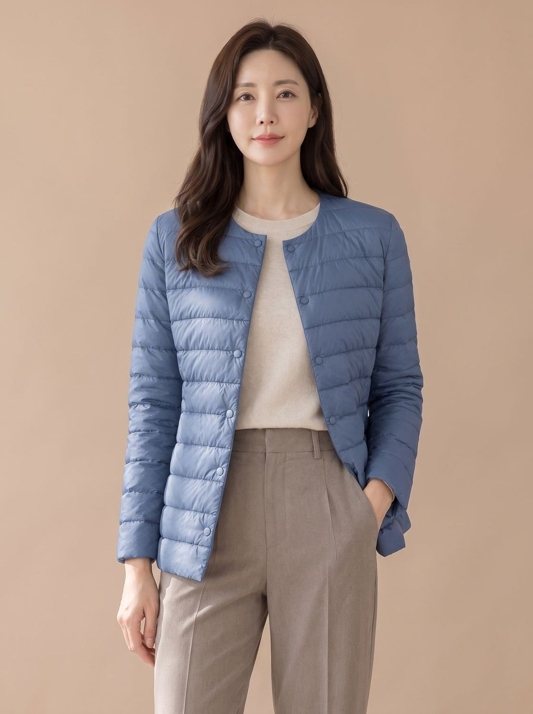 Women's Quilted Puffer Jacket for Everyday Wear in Haze Blue