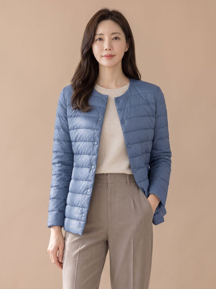 Women's Quilted Puffer Jacket for Everyday Wear in Haze Blue