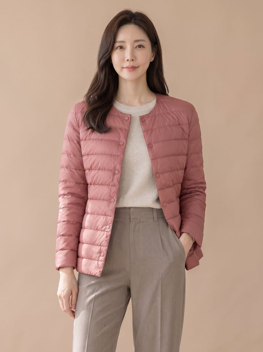 Women's Quilted Puffer Jacket for Everyday Wear in Pink