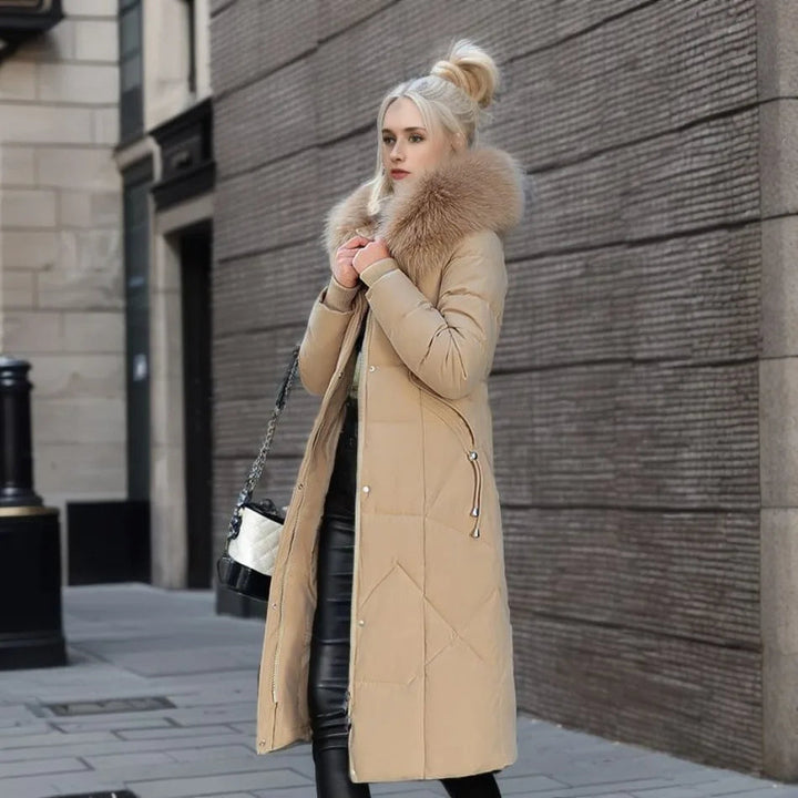 Women's Quilted Puffer Winter Coat in Khaki