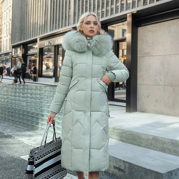 Women's Quilted Puffer Winter Coat in Sage Green