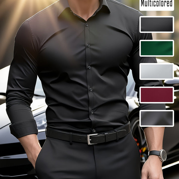 Women's Refined Midi Dress Shirt in Black