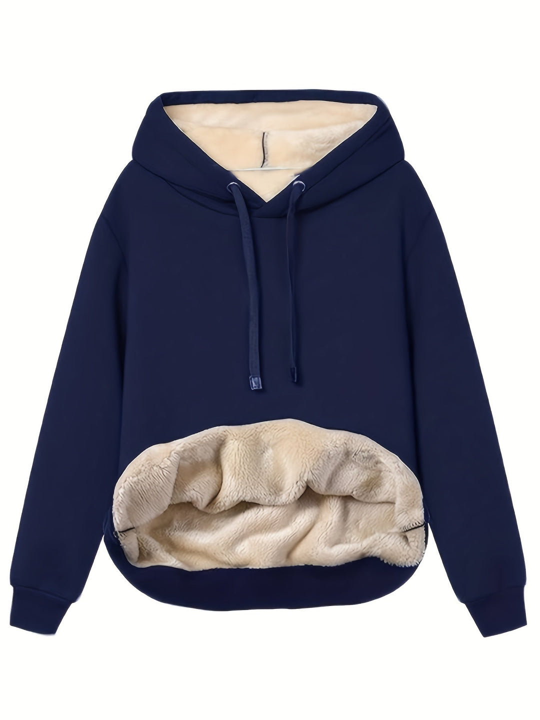 Women's Relaxed Fleece-Lined Jumper Hoodie for Winter in Dark Blue