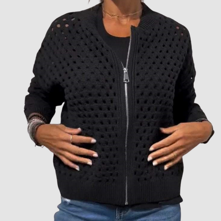 Women's Relaxed Jumper Dress Cardigan for Layering in Black