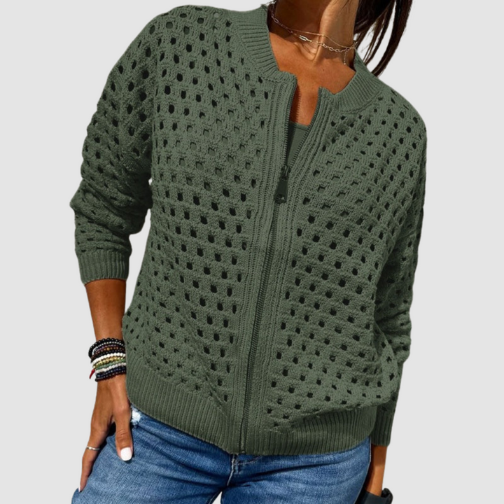 Women's Relaxed Jumper Dress Cardigan for Layering in Green