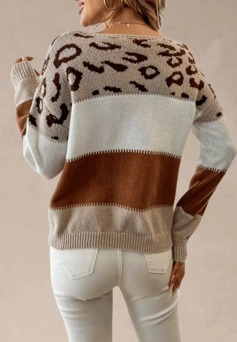 Women's Relaxed Knit Jumper Dress in Colorblock (2)