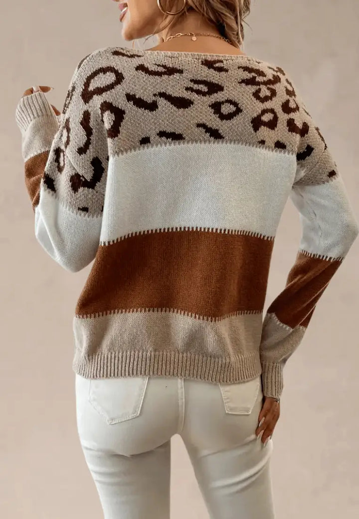 Women's Relaxed Knit Jumper Dress in Colorblock (2)