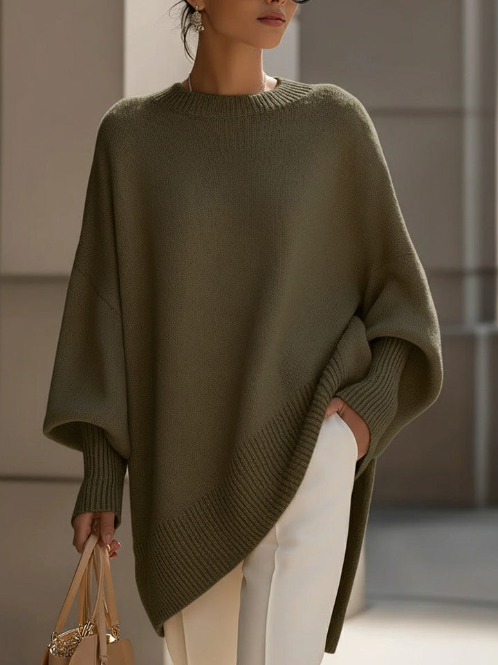 Women's Relaxed Wool Blend Jumper for Casual Layering in Olive Green