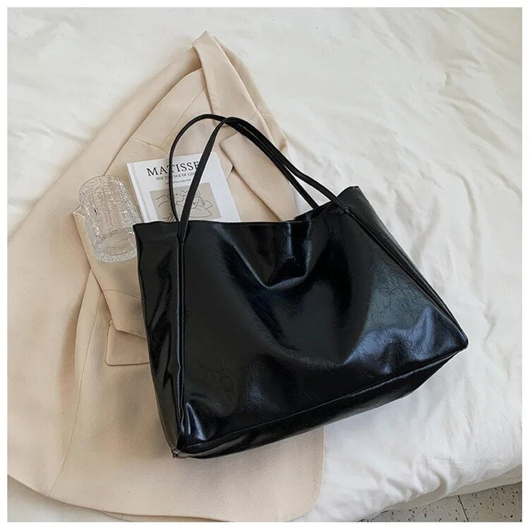 Women's Retro Large-Capacity PU Leather w kolorze Czarny