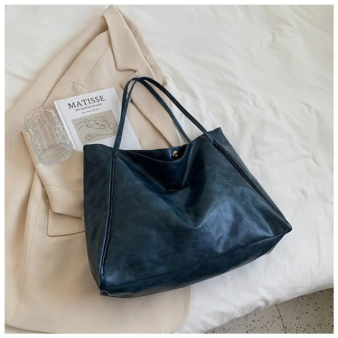 Women's Retro Large-Capacity PU Leather w kolorze Niebieski