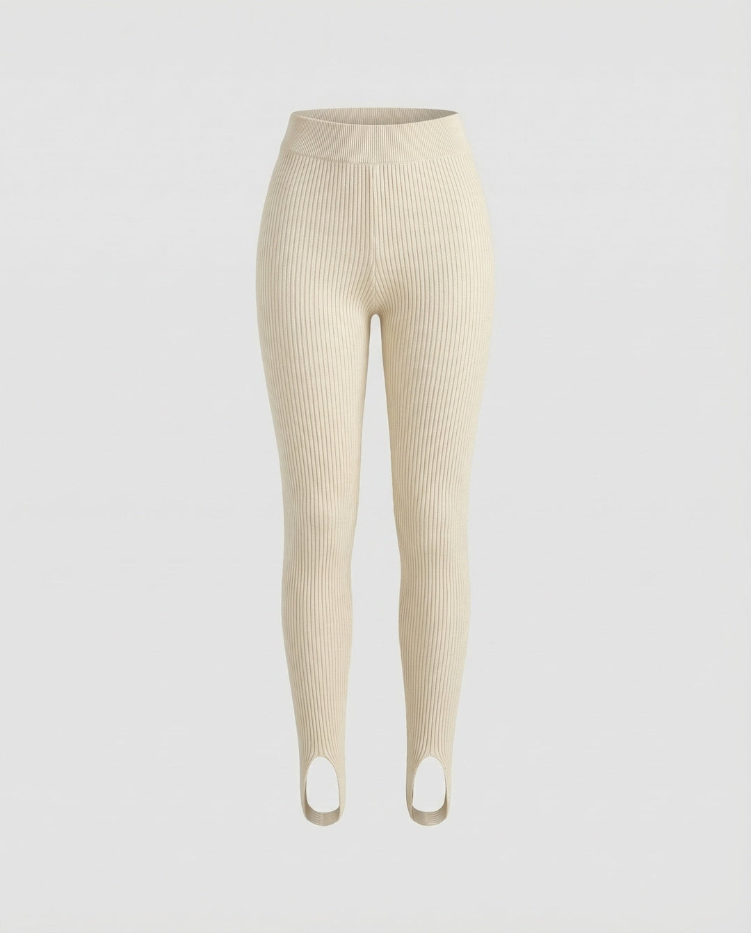 Women's Ribbed Leggings for Jumpers and Cardigans in Beige