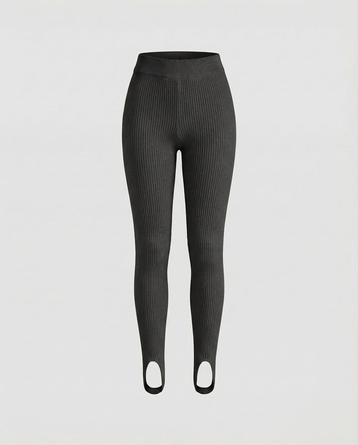 Women's Ribbed Leggings for Jumpers and Cardigans in Black