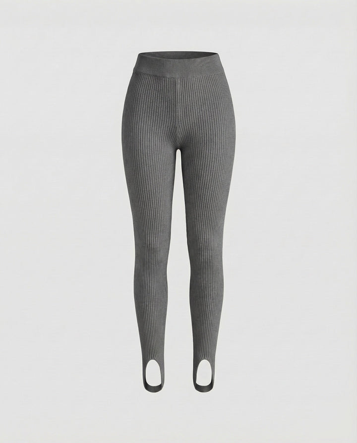 Women's Ribbed Leggings for Jumpers and Cardigans in Dark Grey
