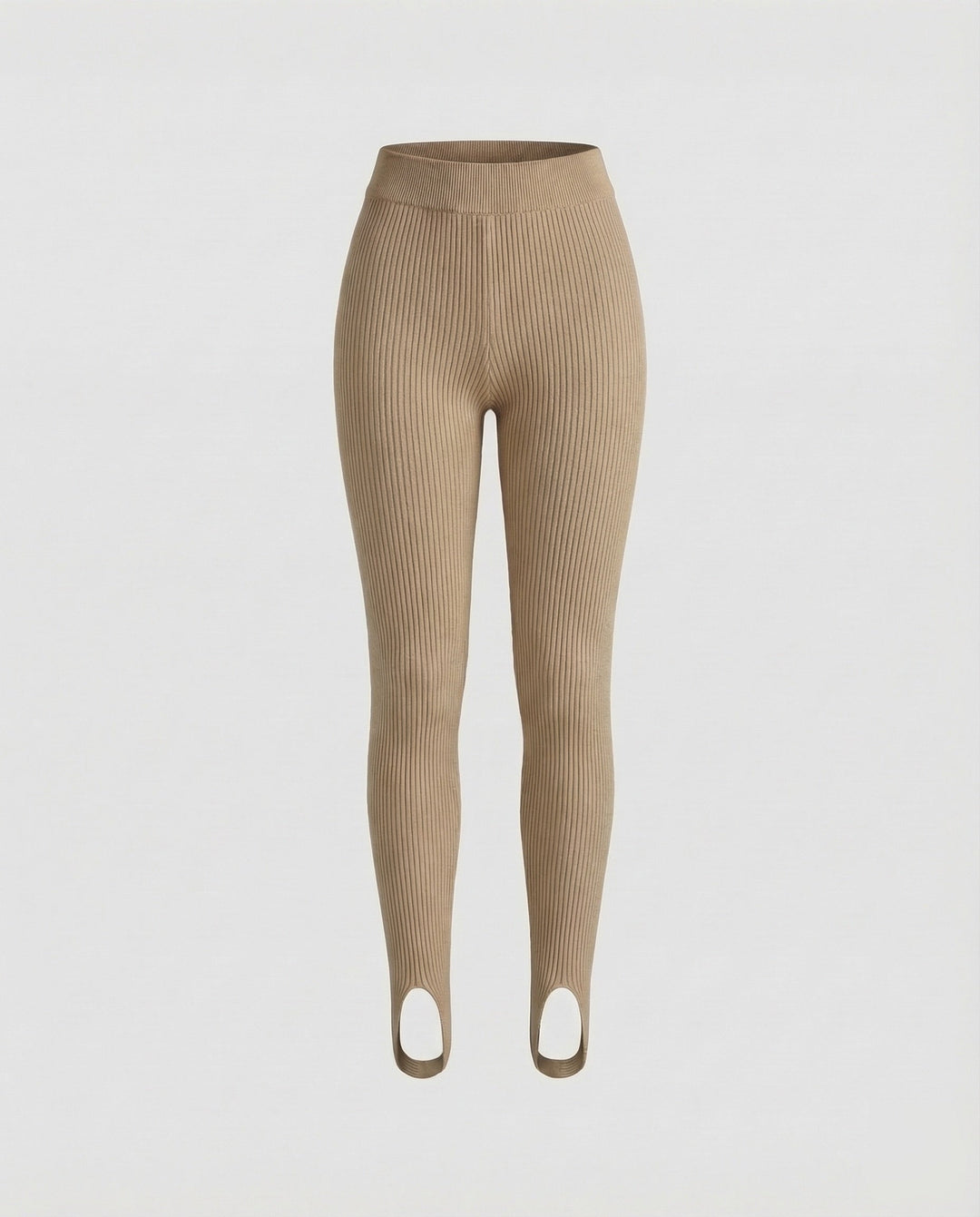 Women's Ribbed Leggings for Jumpers and Cardigans in Khaki