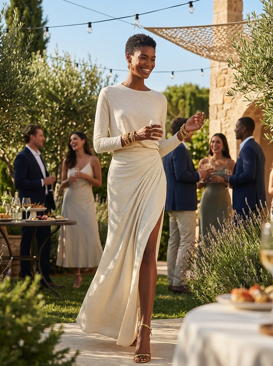 Women's Ruched Midi Dress for Parties (2)