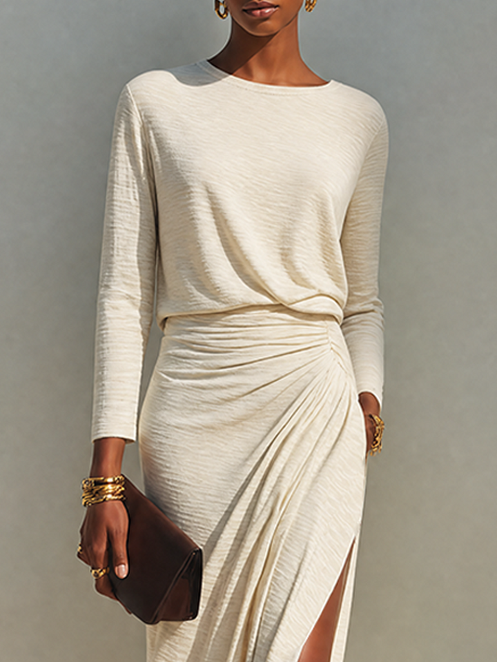 Women's Ruched Midi Dress for Parties (4)