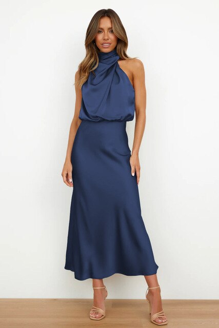 Women's Sequin Party Dress with Elegant Draping in Blue