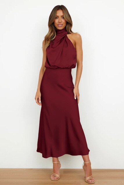 Women's Sequin Party Dress with Elegant Draping in Burgundy Red