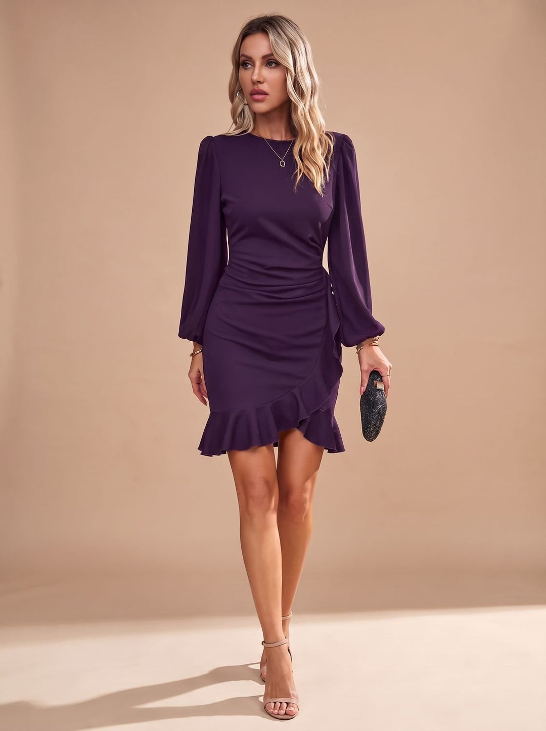 Women's Sequin Party Dress with Long Sleeves (7)