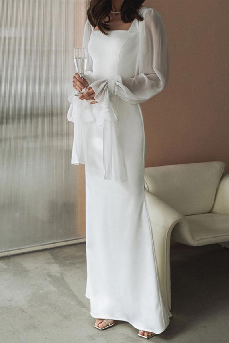 Women's Sheer-Sleeved Midi Dress for Evening Parties (2)