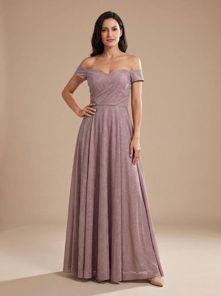 Women's Shimmering A-Line Maxi Wedding Guest Dress