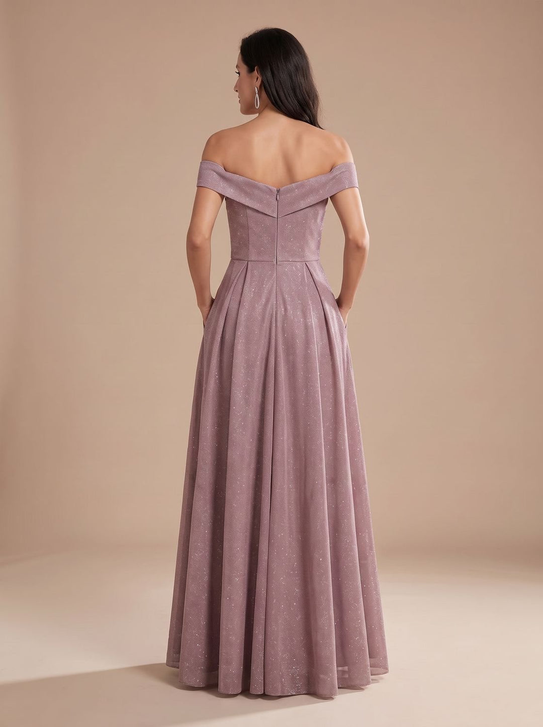 Women's Shimmering A-Line Maxi Wedding Guest Dress (3)