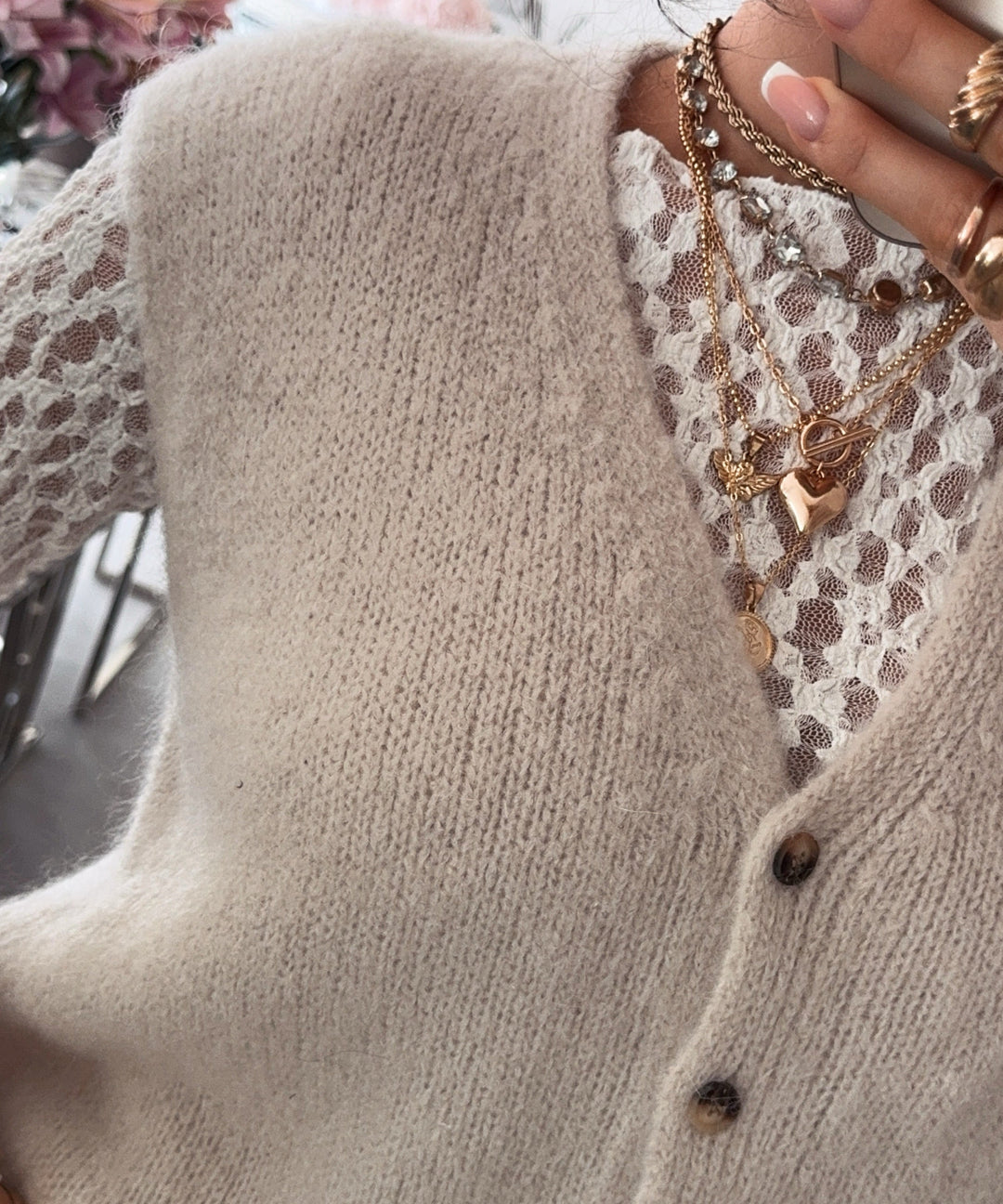 Women's Short Beige Knit Jumper Dress for Autumn in Beige 6