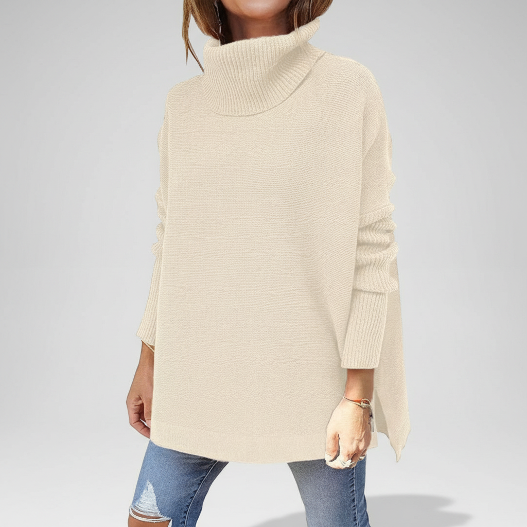 Women's Side-slit Jumper Dress for Winter in Beige