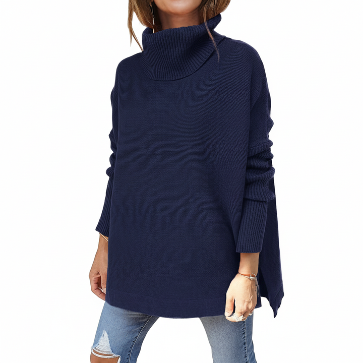 Women's Side-slit Jumper Dress for Winter in Blue
