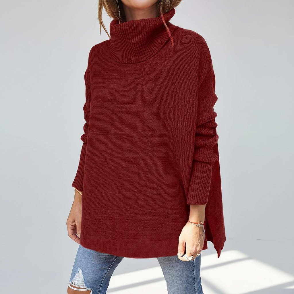 Women's Side-slit Jumper Dress for Winter in Red