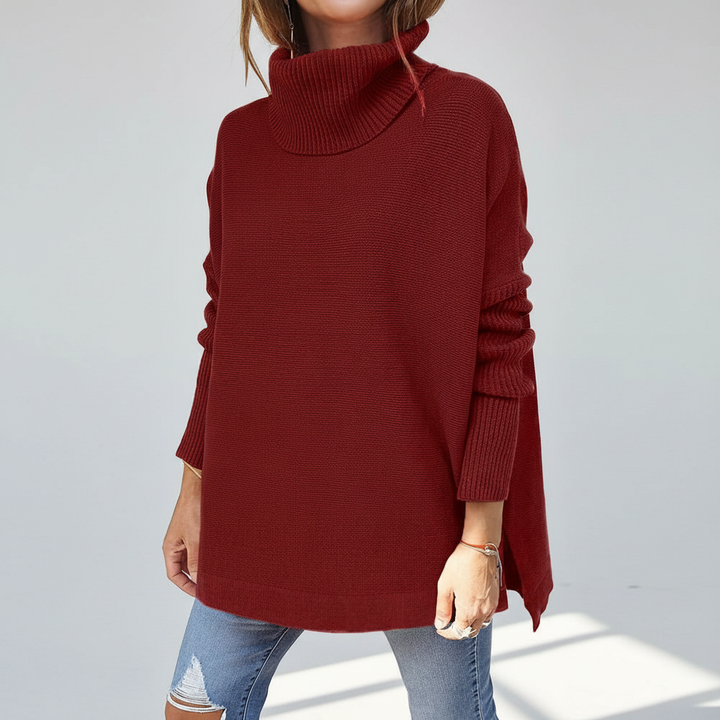 Women's Side-slit Jumper Dress for Winter in Red