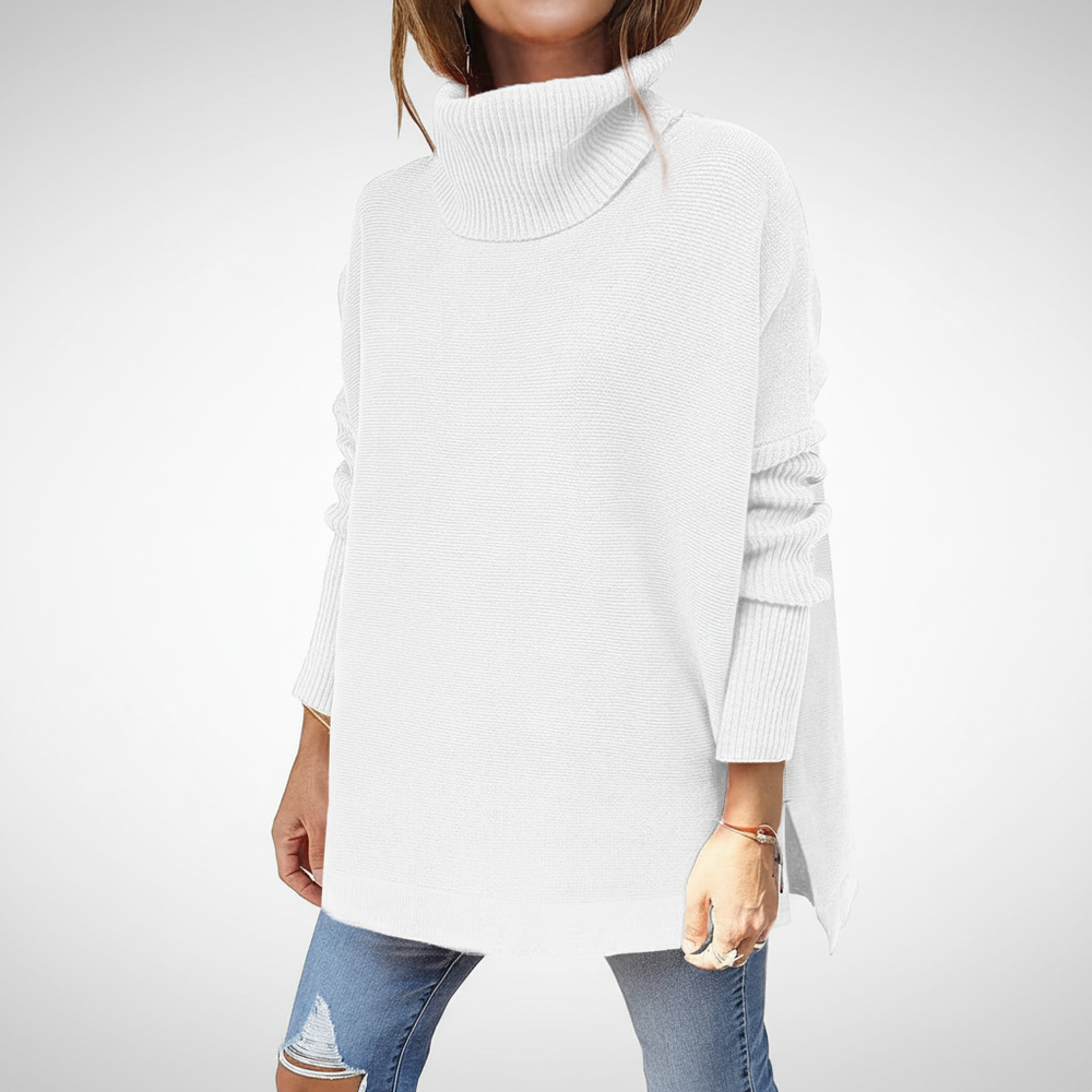 Women's Side-slit Jumper Dress for Winter in White