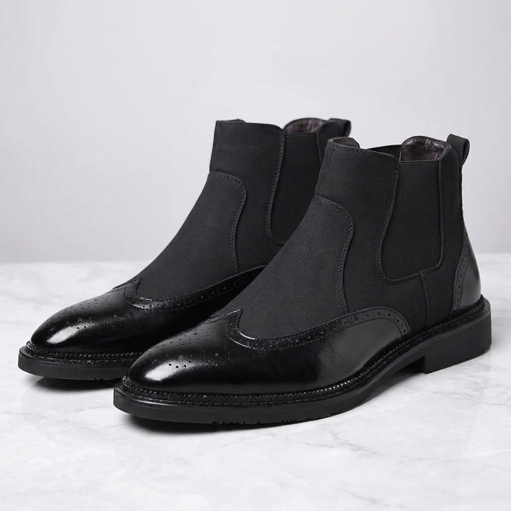 Women's Slip-On Knee High Boots in Suede in Black 1